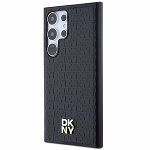 DKNY Odinis rašto metalinis logotipas Magnetinis dėklas telefonui Samsung Galaxy S24 Ultra - juodas