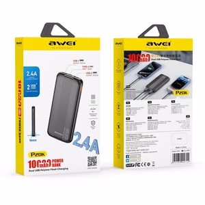 Išorinė baterija Power Bank Awei P20K 5V/2.4A 10000mAh juoda