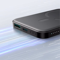 Mini magnetinė išorinė baterija Joyroom JR-W020 5000mAh USB-A USB-C 20W (juoda) + USB-C / USB-C laidas