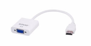 Savio CL-27B vaizdo kabelio adapteris 0,1 m HDMI A tipo (standartinis) VGA (D-Sub) Balta