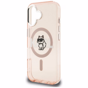 Karl Lagerfeld IML Choupette Sketch Logo MagSafe Dėklas iPhone 16 - rožinis