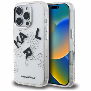 Karl Lagerfeld IML eskizuota grafika dėklas telefonui iPhone 16 Pro - skaidrus