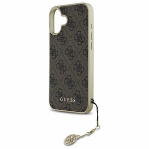 Guess 4G Charms Kolekcijos dėklas iPhone 16 - rudas