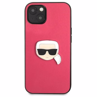 Karl Lagerfeld Odinis Ikonik Karl's Head Metalinis dėklas iPhone 13 mini - rožinis