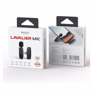 YESIDO KR14 MICROPHONE MEMS 2PCS WITH CLIP LIGHTNING BELAIDIS 2,4GHz juodas