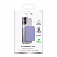 "Puro" 4200 mAh itin plonas su "MagSafe" suderinamas USB-C maitinimo bankas - violetinis