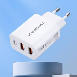 Wozinsky CWCUCW 30W USB-C / 2 x USB-A sieninis įkroviklis - baltas