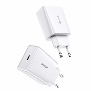 Baseus Speed Mini greitas įkroviklis, USB-C, PD, 3A, 20W (baltas)
