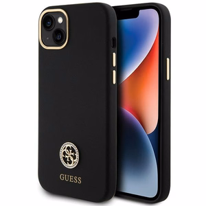 Guess Silikoninis Logo Strass 4G Dėklas telefonui iPhone 15 Plus / 14 Plus 6.7" - juodas