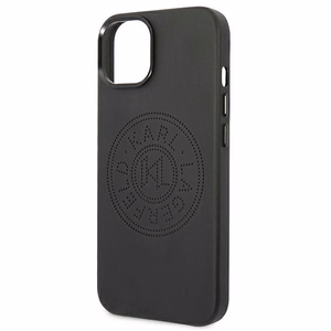 Karl Lagerfeld odinis perforuotas logo dėklas telefonui iPhone 14 Plus - juodas
