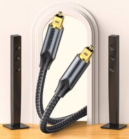 Vention optinis garso kabelis, apipintas, 10 m, JUODAS