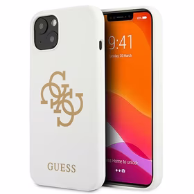 Guess GUHCP13SLS4GGWH iPhone 13 mini 5.4 silikoninis 4G logotipo kietasis dėklas - baltas