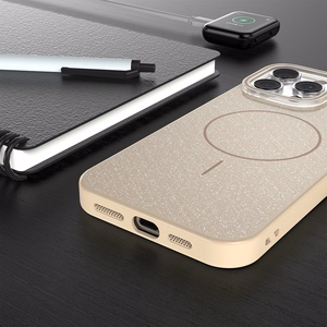 Itin plonas blizgus magnetinis dėklas telefonui iPhone 14 6,1" rudas