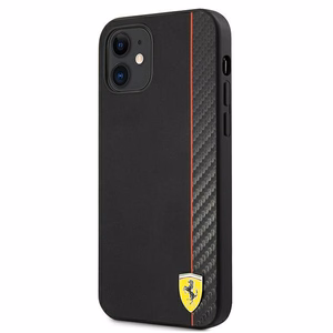 Ferrari FESAXHCP12SBK iPhone 12 mini 5.4" juodas/juodas kietas dėklas On Track Carbon Stripe