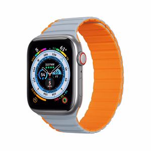 Magnetic Apple Watch SE, 9, 8, 7, 6, 5, 4, 3, 2, 1 (41, 40, 38 mm) Dux Ducis Strap (LD Version) - gray-orange