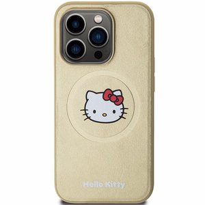 Hello Kitty odinis Kitty Head magnetinis dėklas telefonui iPhone 15 Pro - auksinis