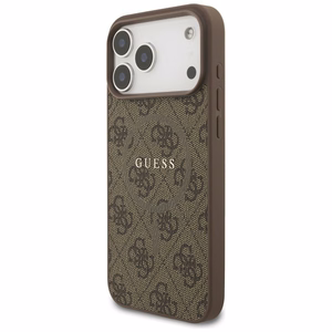 GUESS dėklas telefonui IPHONE 17 Pro Max, suderinamas su MagSafe GUHMP17XG4GFRW (PU 4G Ring Classic Logo) rudas