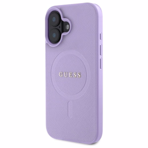 Guess Saffiano Magnetinis Dėklas telefonui iPhone 16 - violetinis