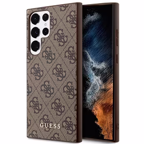 Guess GUHCS23LG4GFBR S23 Ultra S918 rudas/rudas kietas dėklas 4G Metalinis Auksinis Logotipas