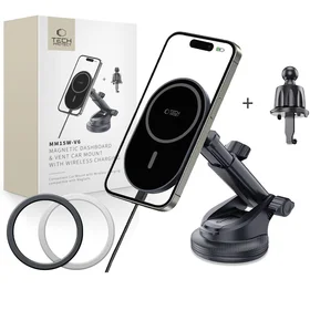 Tech-Protect mm15W-V6 Magnetic MagSafe Car Holder for Cockpit/Windshield/Air Vent - Black