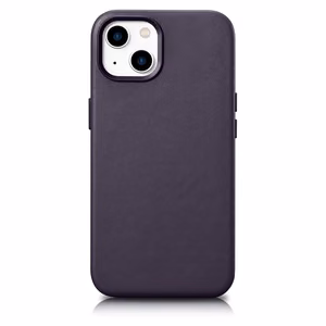 Чехол iCarer Leather из натуральной кожи для iPhone 14 Plus тёмно-фиолетовый (совместим с MagSafe)