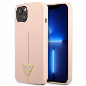 Guess GUHCP13SSLTGP iPhone 13 mini 5.4" rožinis kietas dėklas silikoninis trikampis