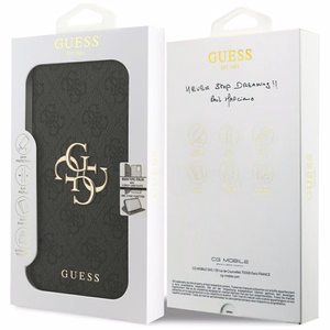 Guess Book 4G Metal Logo dėklas telefonui iPhone 17 Pro Max - juodas