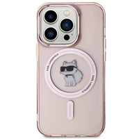 Karl Lagerfeld IML Choupette Magnetinis dėklas telefonui iPhone 15 Pro - rožinis