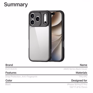 DUX DUCIS AIMO dėklas, skirtas iPhone 18 Pro / 17 Pro, spalva – juoda