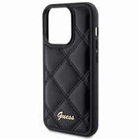 Guess Quilted Metal Logo dėklas telefonui iPhone 15 Pro Max - juodas