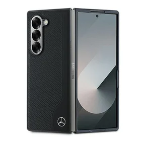 Mercedes Leather Wood Imitation MagSafe dėklas telefonui Samsung Galaxy Z Fold 6 - juodas