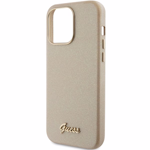 Guess Glitter Glossy Script Dėklas telefonui iPhone 15 Pro Max - auksinis