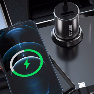 Įkroviklis automobilinis Dudao R5 (1xUSB; 3.4A) + 3in1 laidas lightning+micro+type-C juodas