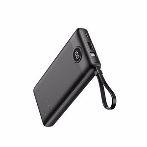 Išorinė baterija Veger W1116 juoda 10000mAh (PD / QC3.0) + integruotas 3in1 laidas