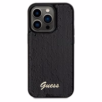 Guess Sequin Script Metal dėklas telefonui iPhone 14 Pro Max – juodas