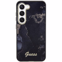 Guess GUHCS23MHTMRSK S23+ S916 juodas/juodas kietas dėklas Golden Marble Collection