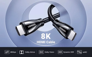 Kabelis Ugreen HD140 HDMI to HDMI (HDMI 2.1 8K@60Hz) 1.0m juodas (80401)