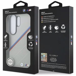 BMW Tricolor Metal Logo MagSafe Dėklas for Samsung Galaxy S26 Ultra - pilkas