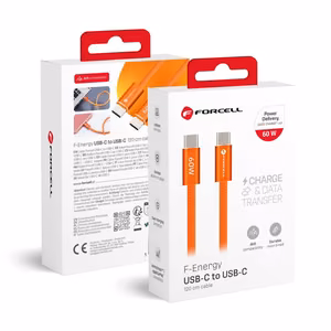 Laidas USB C į USB C Forcell F-Energy QC4.0 PD 3A 60W Cafule Color 1,2 m ACYH23 oranžinis