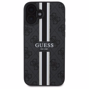 Guess 4G Printed Stripes Magnetinis dėklas iPhone 16 - juodas