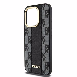 DKNY Odinis langeliais raštuotas magnetinis dėklas iPhone 15 Pro - juodas