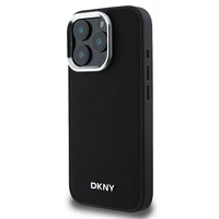 DKNY Paprastas sidabrinis logotipas magnetinis iPhone 16 Pro dėklas - juodas