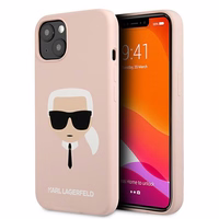 KARL LAGERFELD KLHCP13SSLKHLP IPHONE 13 MINI 5.4 "šviesiai rožinis/šviesiai rožinis dėklas silikoninis KARL`S HEAD