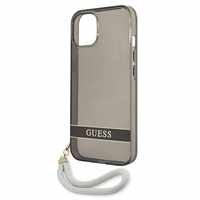 Guess GUHCP13SHTSGSK iPhone 13 mini 5.4" juodas/juodas kietasis dėklas su permatomu dizainu Stap