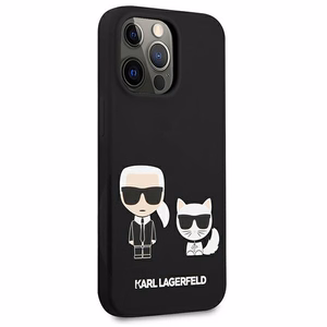 Karl Lagerfeld KLHCP13LSSKCK iPhone 13 Pro / iPhone 13 6.1 juodas Silikoninis dėklas Karl & Choupette