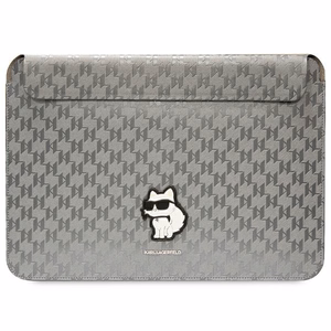 Karl Lagerfeld Saffiano Monograma Choupette dėklas 14" nešiojamam kompiuteriui - sidabrinis