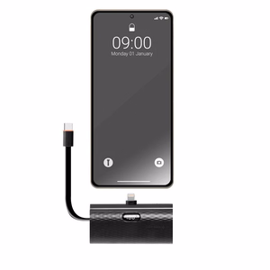 Išorinė baterija Forcell F-Energy Power Plug F5K3 PD 20W 5000 mAh su įmontuotu jungtimi Lightning juoda