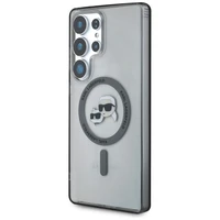 Dėklas Karl Lagerfeld Button Karl & Choupette Heads Printed Logo Magnetinis Samsung Galaxy S25 Ultra juodas