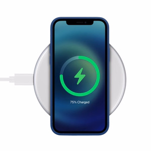 Crong PowerSpot Qi 15 W USB-C belaidis įkroviklis su grūdinto stiklo danga, sidabro spalvos ir baltas