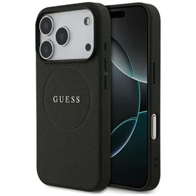Guess Grūdėtas Žiedas Magnetinis dėklas telefonui iPhone 17 Pro - juodas